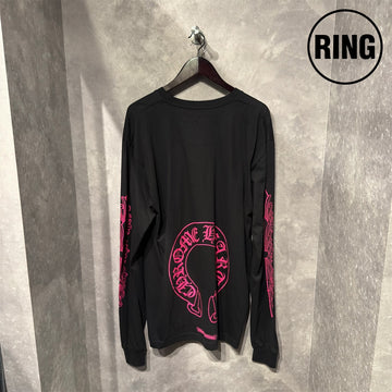 Chrome Hearts PINK Horseshoe L/S Tee BLK