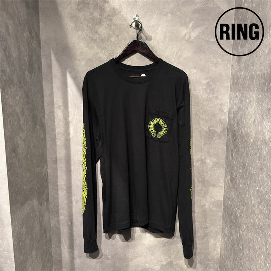 Chrome Hearts YELLOW Horseshoe L/S Tee BLK
