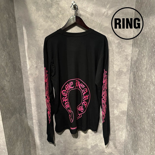 Chrome Hearts PINK Horseshoe FLRL L/S Tee