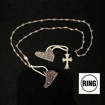 Chrome Hearts 18KWG TINY FAT CROSS P/DMND & 18KWG TWIST CHAIN 18inch SET