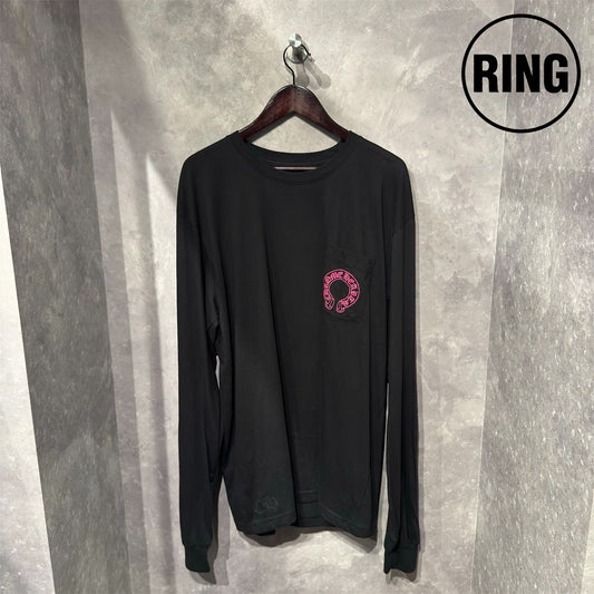 Chrome Hearts PINK Horseshoe L/S Tee BLK