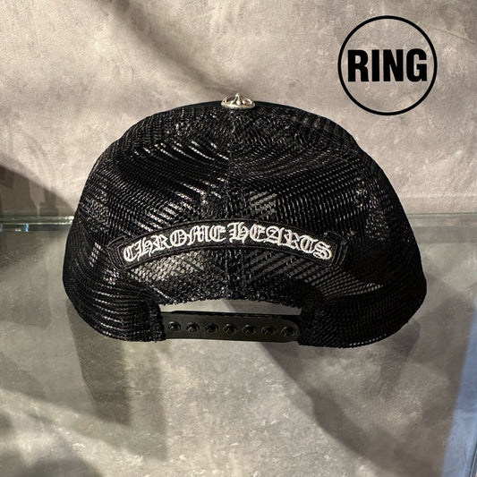 Chrome Hearts RED 3Cemetery Cross TRUCKER CAP