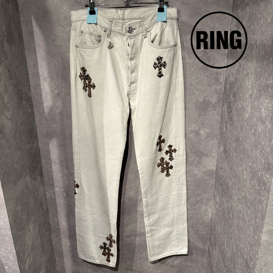 Chrome Hearts Levi's 501 Leopard CROSS Patch DENIM PANTS