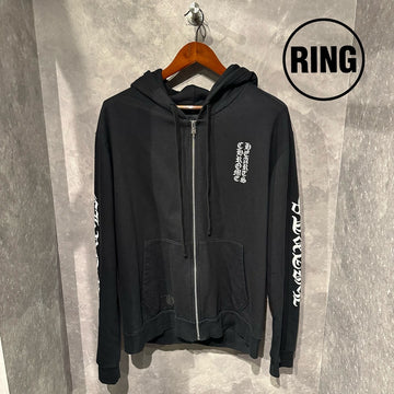 aaChrome Hearts Vertical LOGO ZIP Hoodie BLK