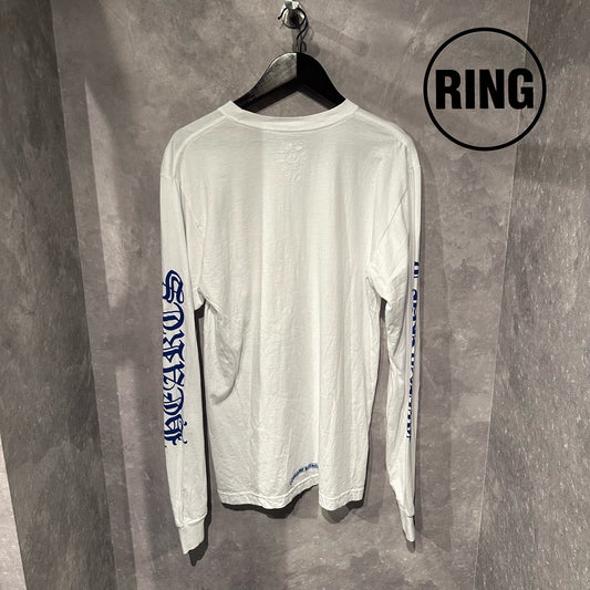 Chrome Hearts BLUE Neck LOGO L/S Tee WHT