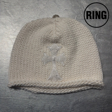 Chrome Hearts Crystal Patch White Beanie