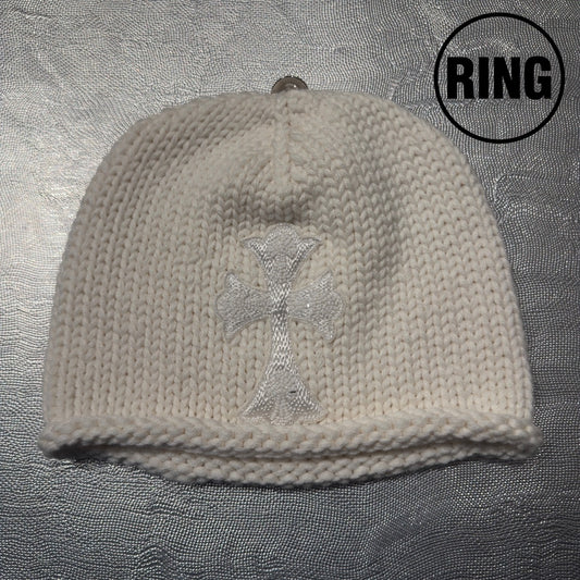 Chrome Hearts Crystal Patch White Beanie