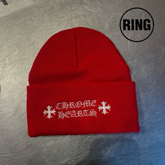 Chrome Hearts Vertical LOGO RED Beanie