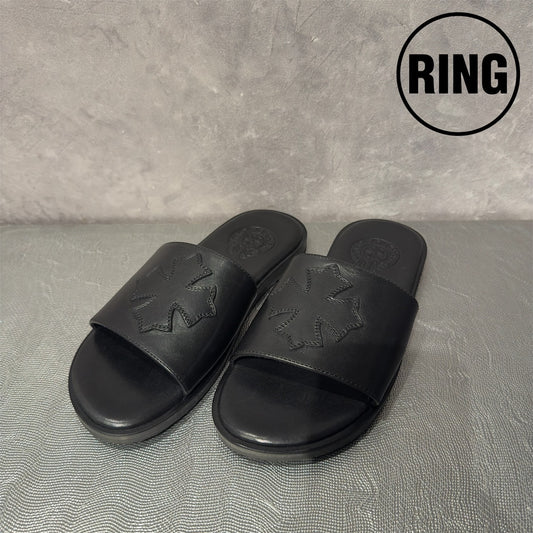 Chrome Hearts Leather CRS Patch Sandals