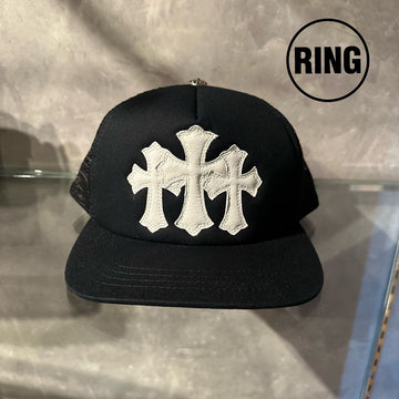 aaChrome Hearts 3Cemetery Cross Patch TRUCKER CAP