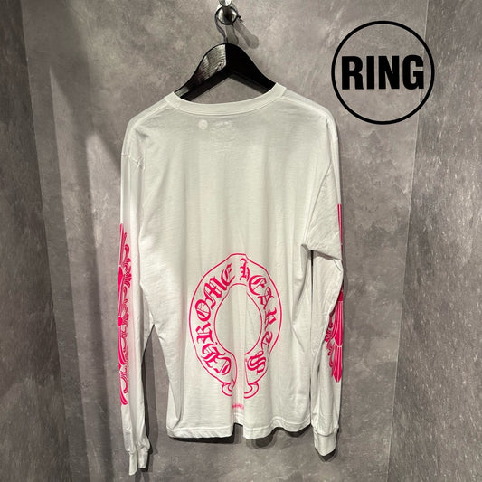 Chrome Hearts LASVEGAS LTD PINK Horseshoe L/S Tee WHT
