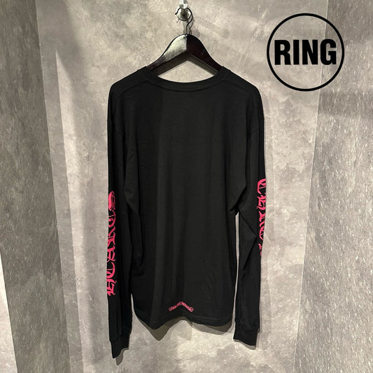 Chrome Hearts PINK Neck LOGO L/S Tee BLK