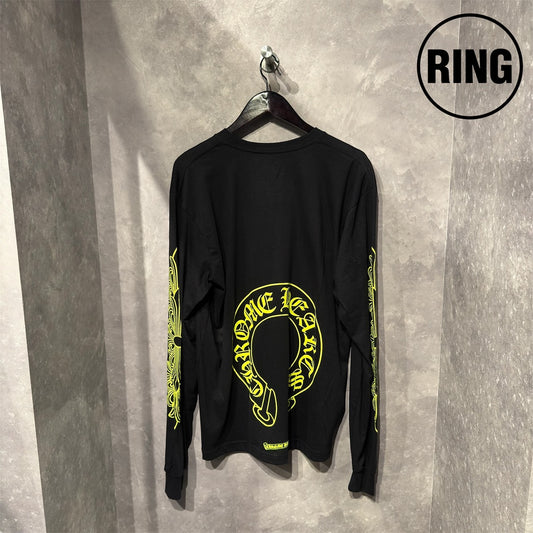 Chrome Hearts YELLOW Horseshoe L/S Tee BLK
