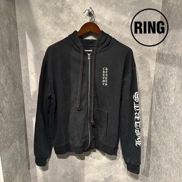 aaChrome Hearts Vertical LOGO ZIP Hoodie BLK