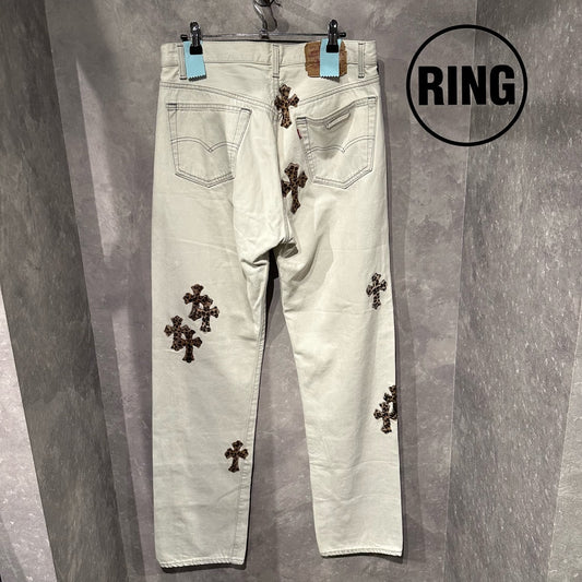 Chrome Hearts Levi's 501 Leopard CROSS Patch DENIM PANTS