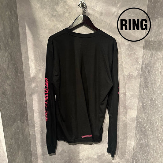 Chrome Hearts PINK NECK LOGO L/S Tee BLK