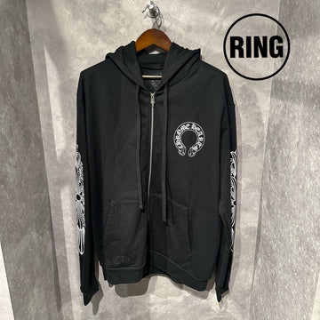 aaChrome Hearts Horseshoe Floral ZIP Hoodie BLK