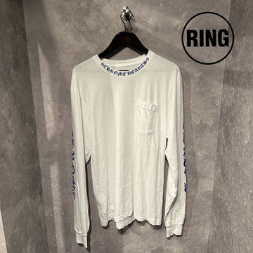 aaChrome Hearts BLUE Neck LOGO L/S Tee WHT