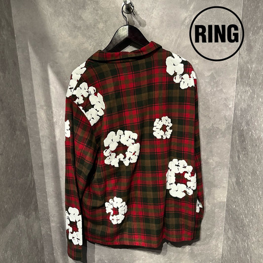 DENIM TEARS Flower Print Cotton Wreath Long Sleeve Shirt