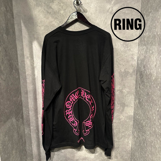 Chrome Hearts LASVEGAS LTD PINK Horseshoe L/S Tee BLK