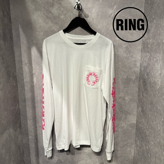 Chrome Hearts LASVEGAS LTD PINK Horseshoe L/S Tee WHT