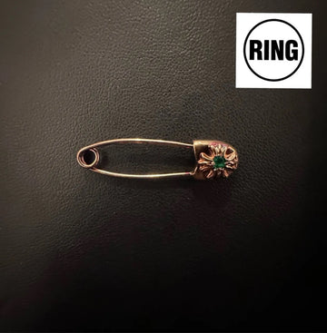 CHROME HEARTS 22K SAFETY PIN 1 EMERALD