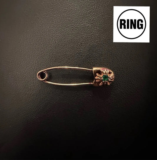 CHROME HEARTS 22K SAFETY PIN 1 EMERALD